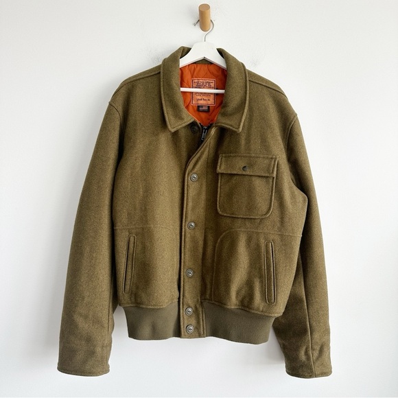 Schott Bros. flyer type garment spec. 86 19-ms Wool Coat Green Men’s XXL Jacket - Picture 1 of 10